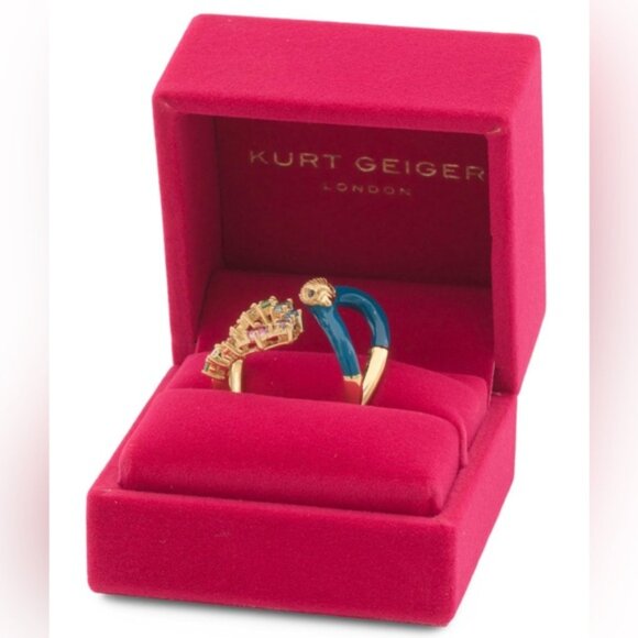 KURT GEIGER LONDON Rainbow Stones Enamel Cocktail Ring‎ Size 7 - Picture 1 of 3